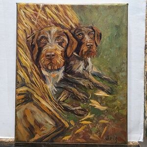 Abstract oil Painting cute Hunting Dog